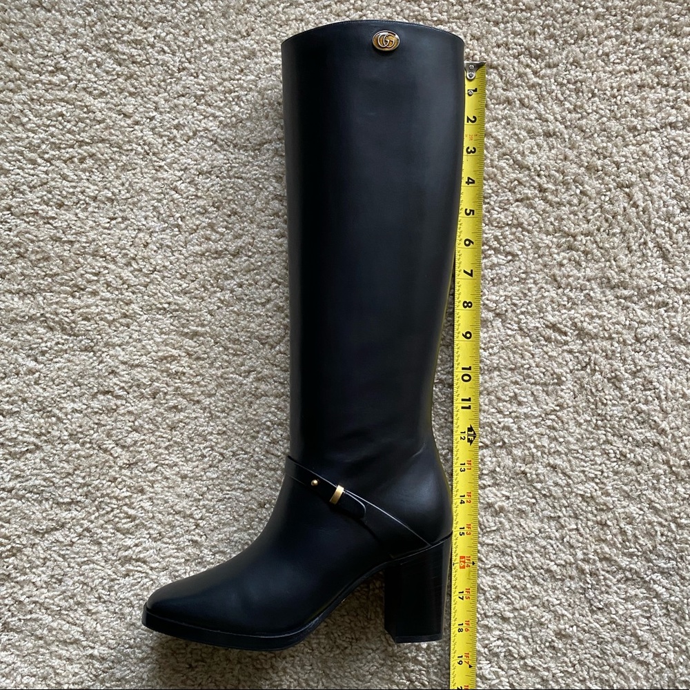 Gucci Black Marmont Leather Elite Calf Knee High Boots Sz 36.5 - Picture 11 of 16